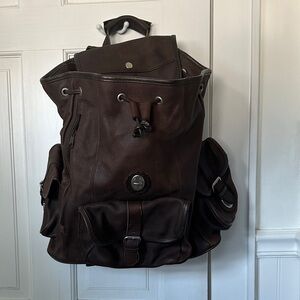 Brown Leather Men's Backpack